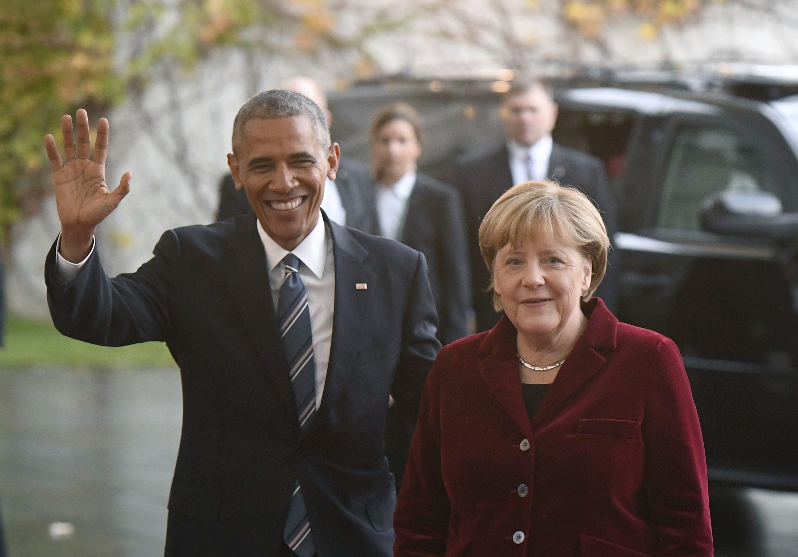 Obama junto a Merkel.