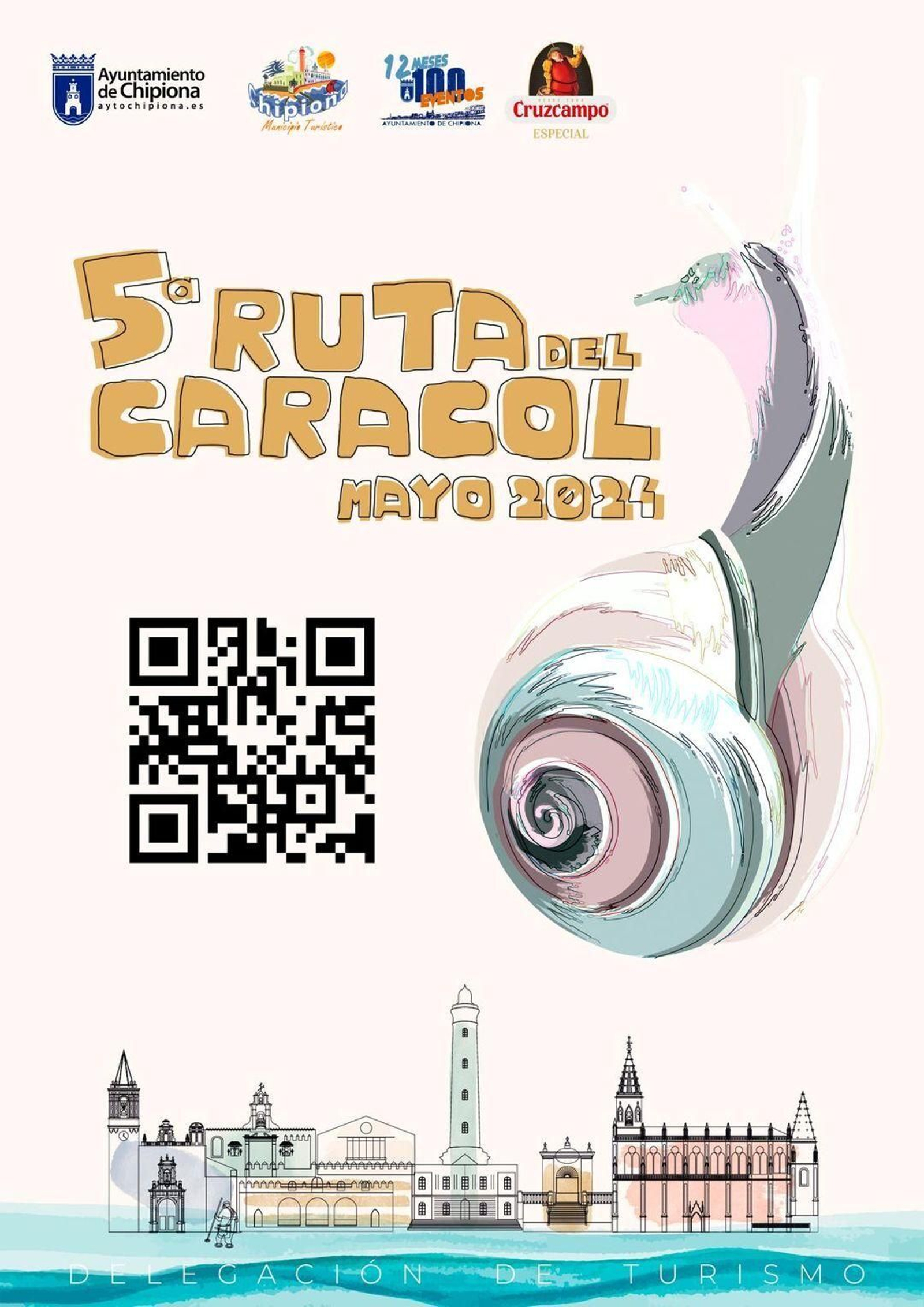 Cartel de la 5ª Ruta del Caracol, en Chipiona.