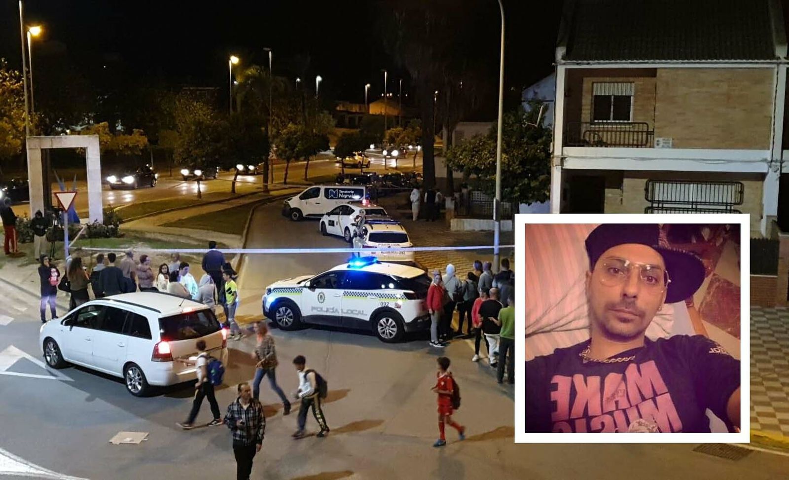 Iván S.T. hace siete meses, sobre una imagen del cordón policial en la zona donde fue hallado el cadáver