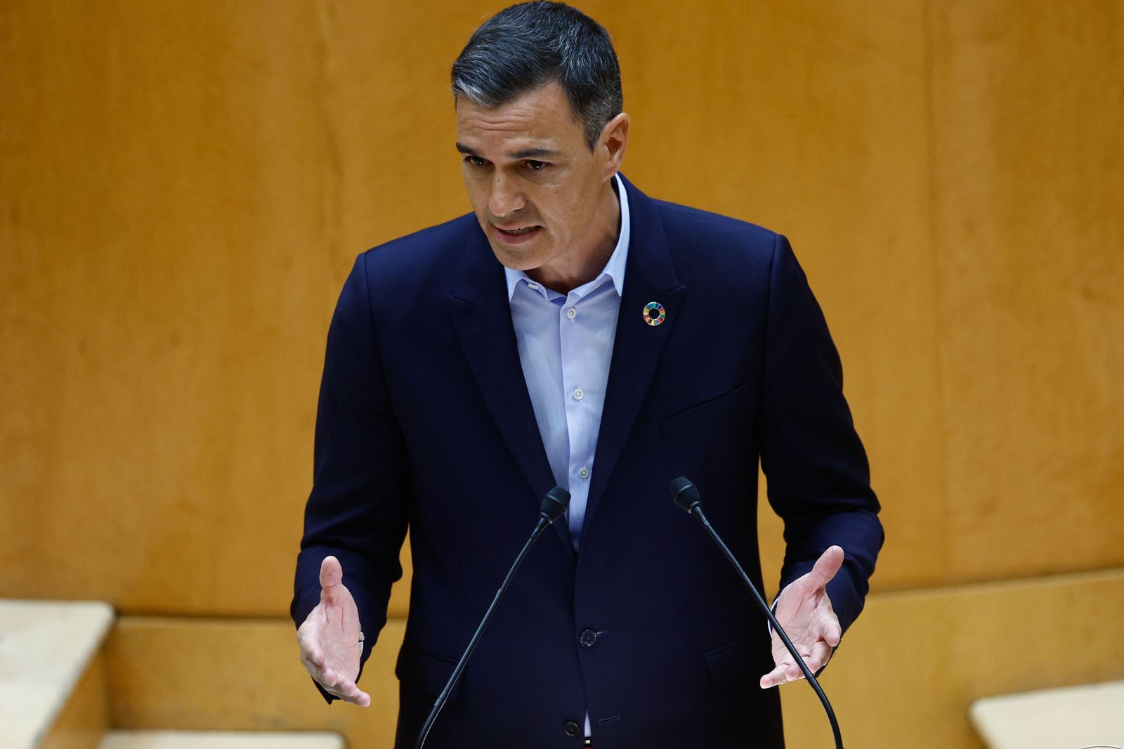 Pedro Sánchez, este martes en Senado.
