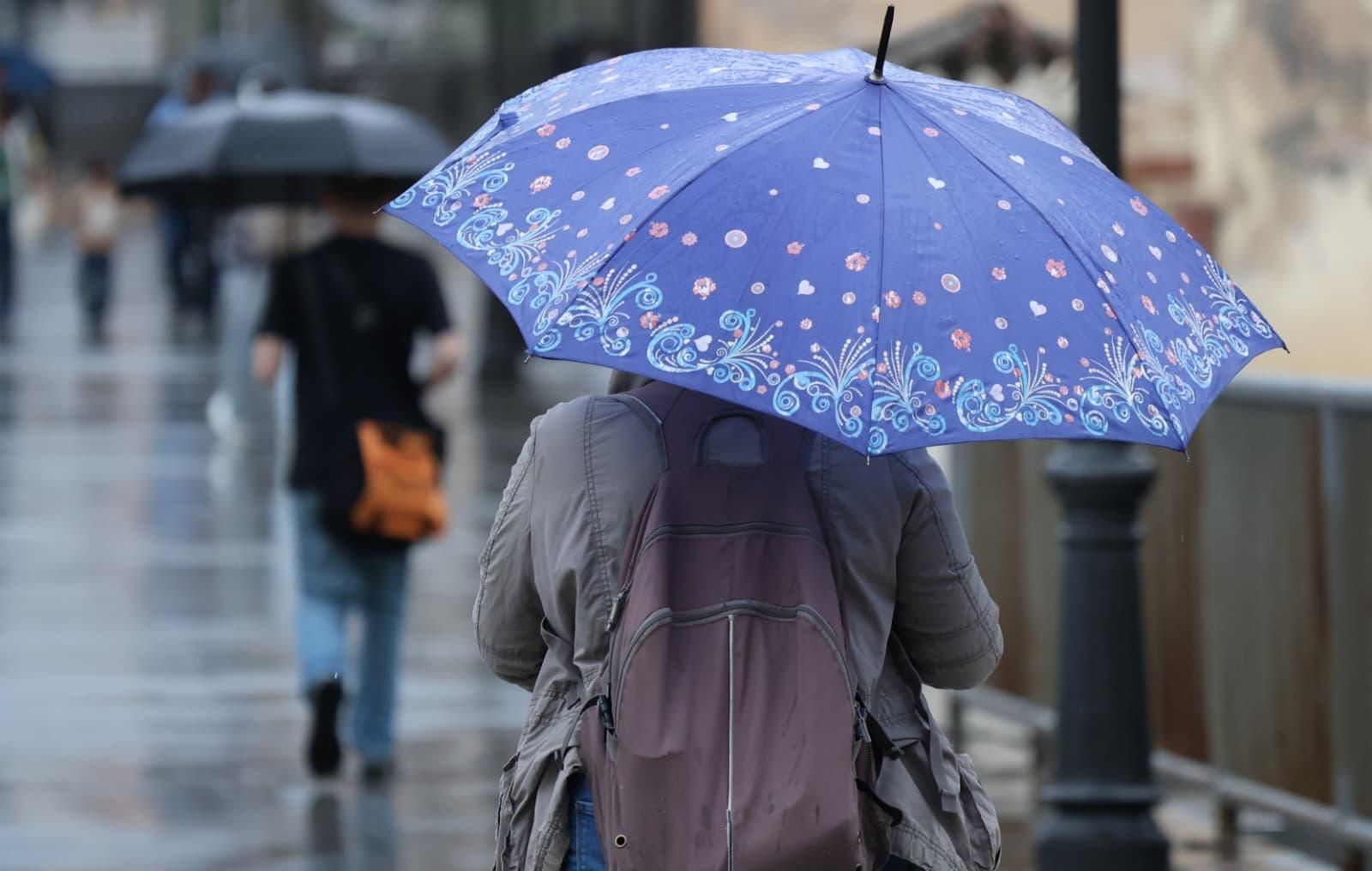 Una persona se protege de la lluvia con un paraguas en Málaga.