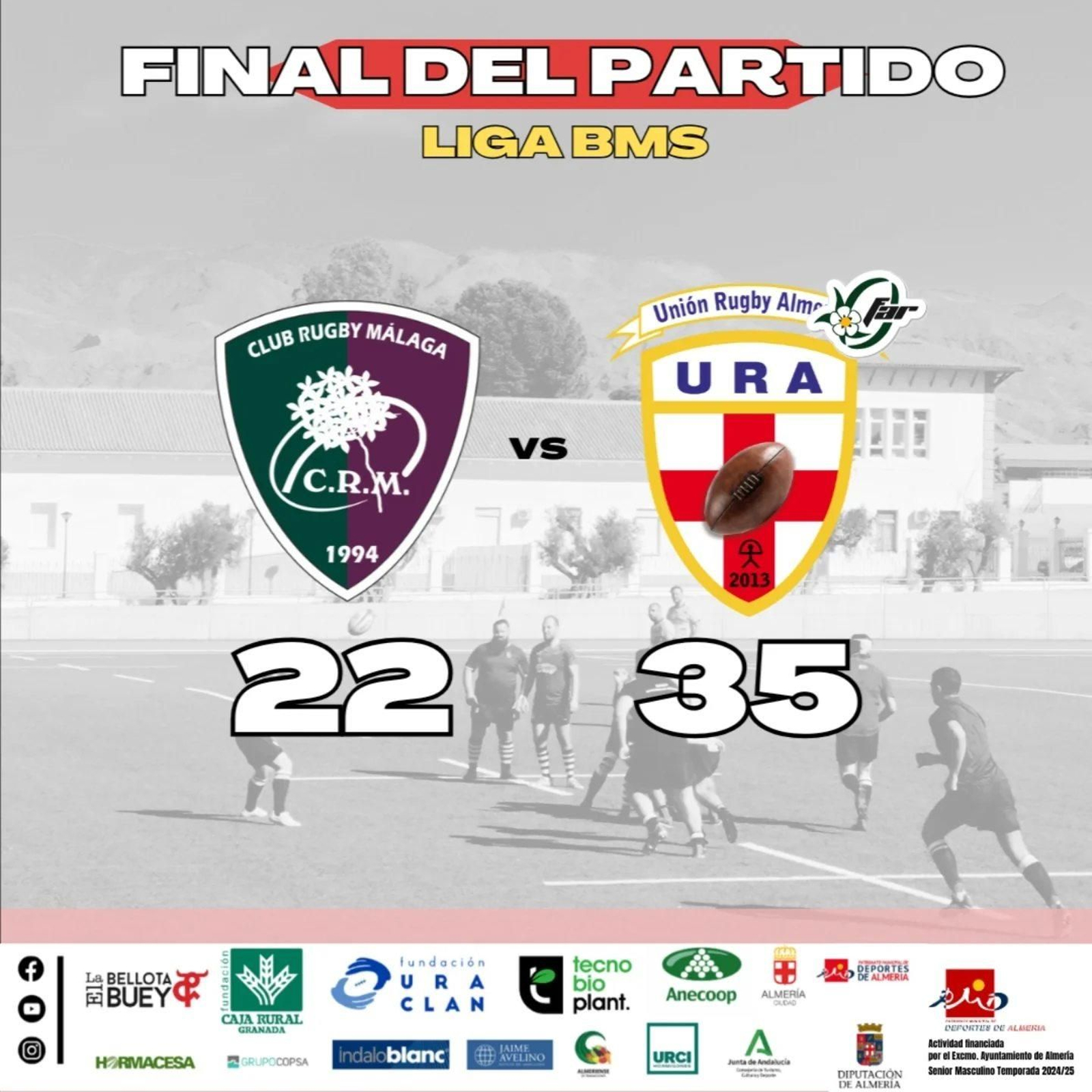 Resultado final del partido entre malagueños y almerienses.