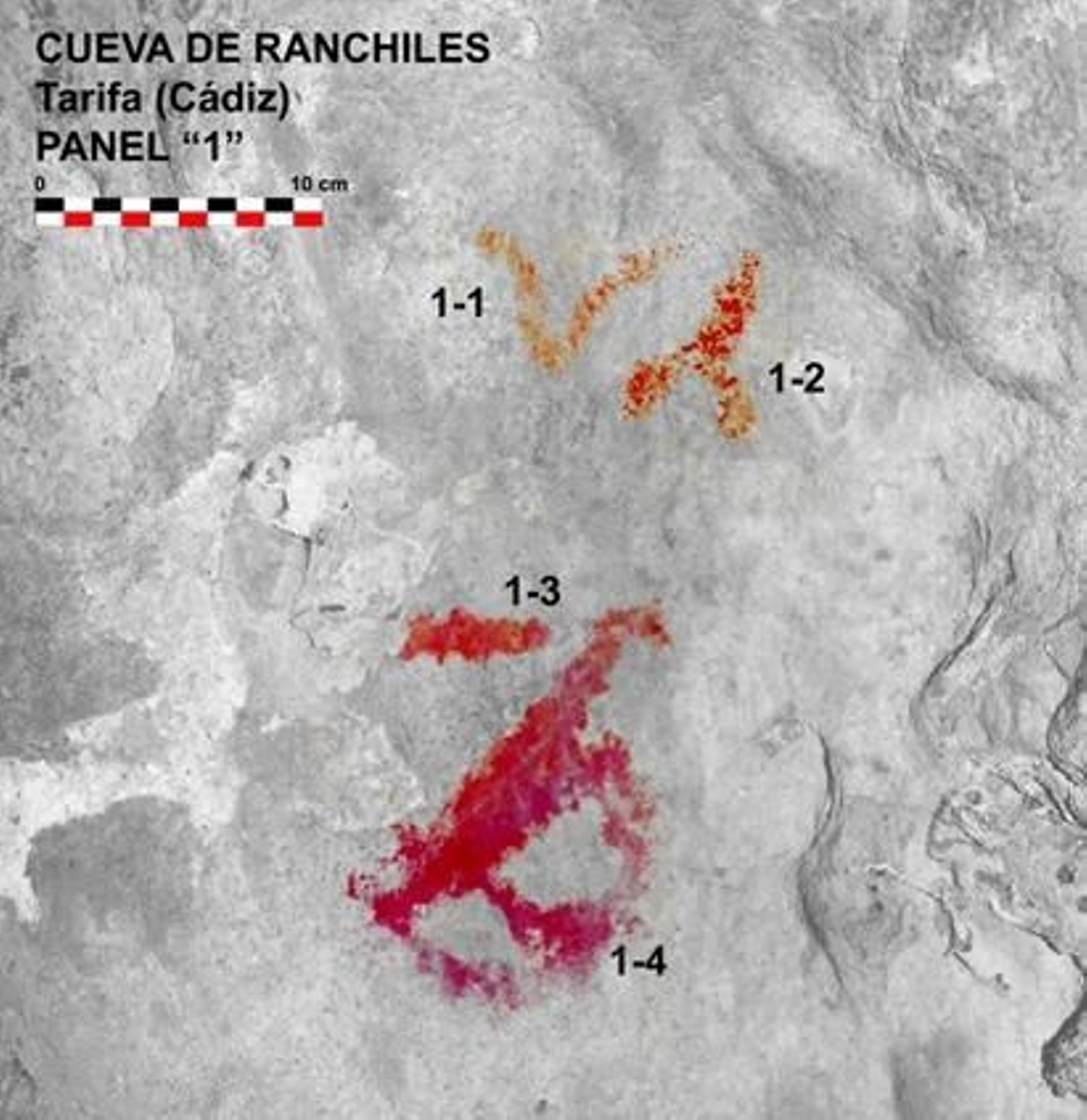 Lámina 3. Panel 1 del abrigo de Ranchiles. Tarifa (Cádiz).