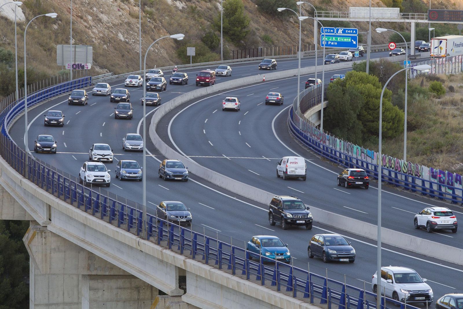 Carreteras malagueñas este domingo por la tarde.