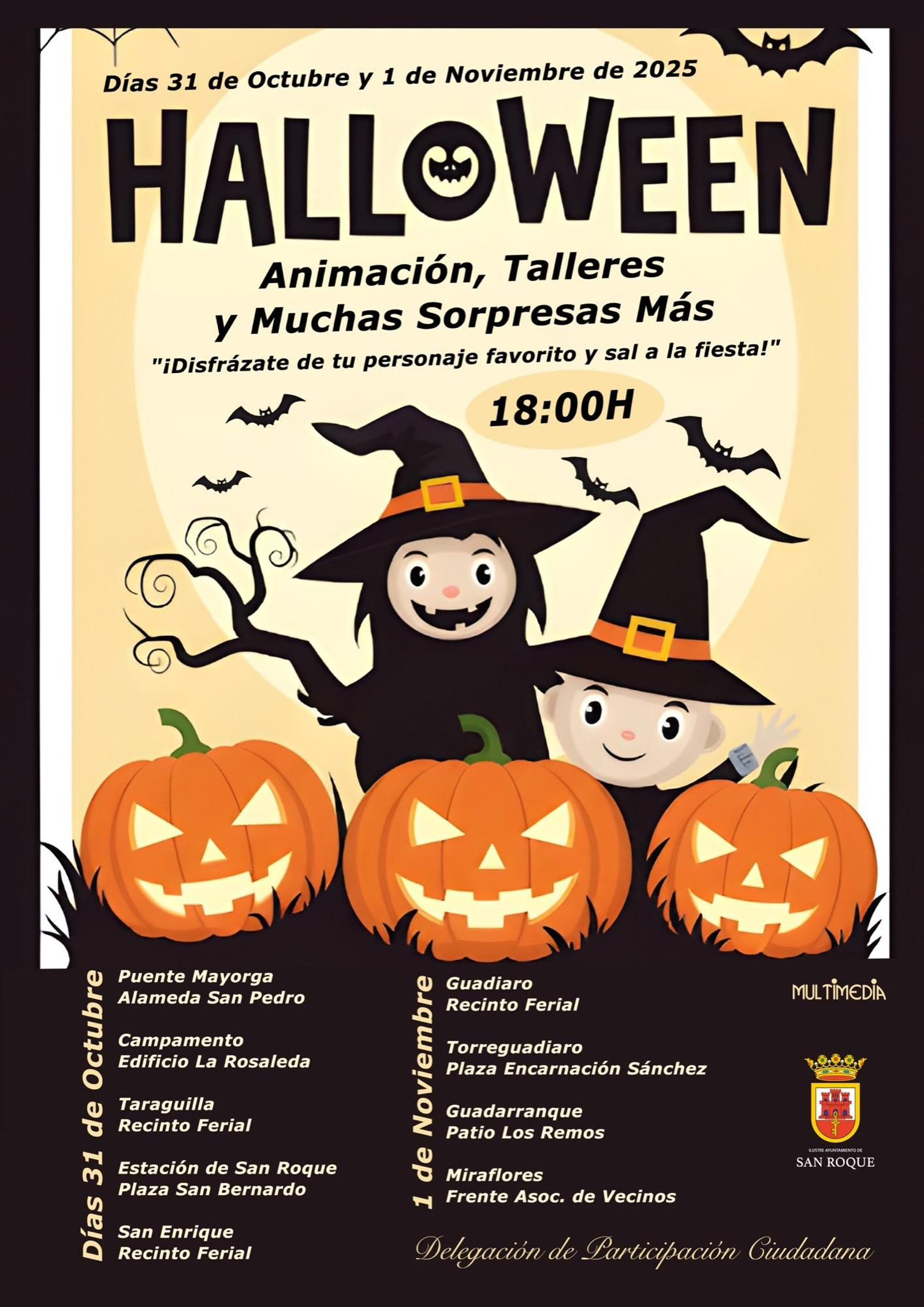 Cartel de la programación de Halloween en San Roque.