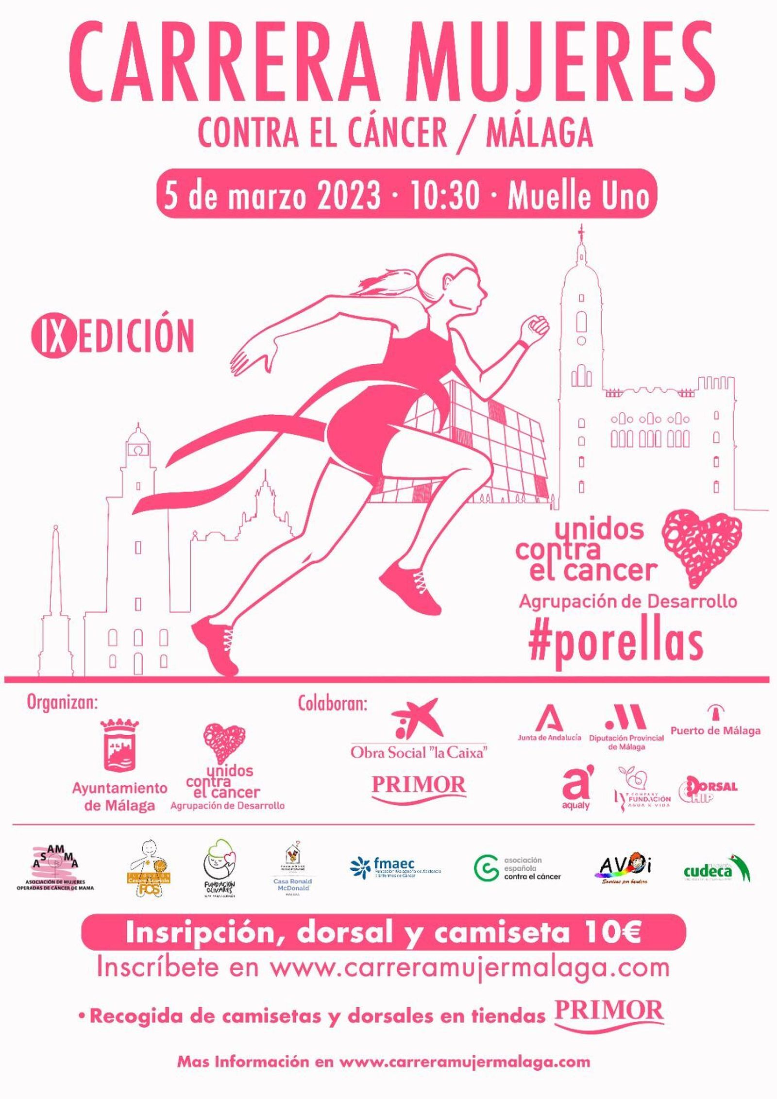 El cartel de la Carrera Mujeres contra el Cáncer Ciudad de Málaga.