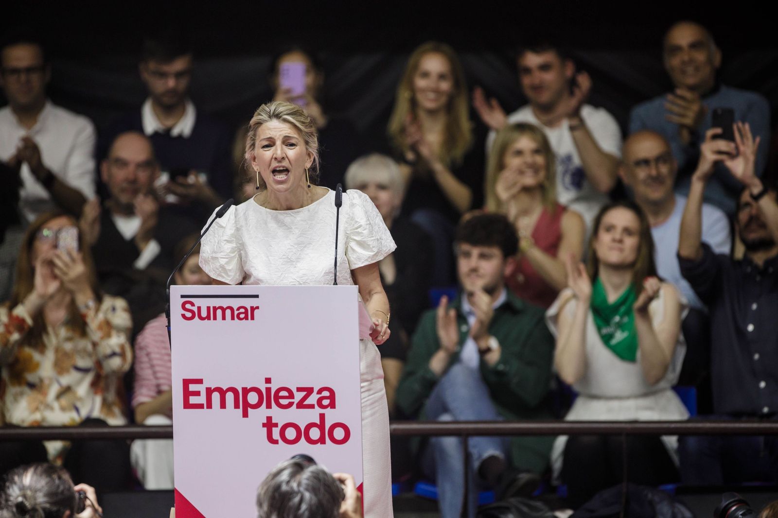 Yolanda Díaz, en el acto de presentación de su candidatura  a las generales el pasado 2 de abril