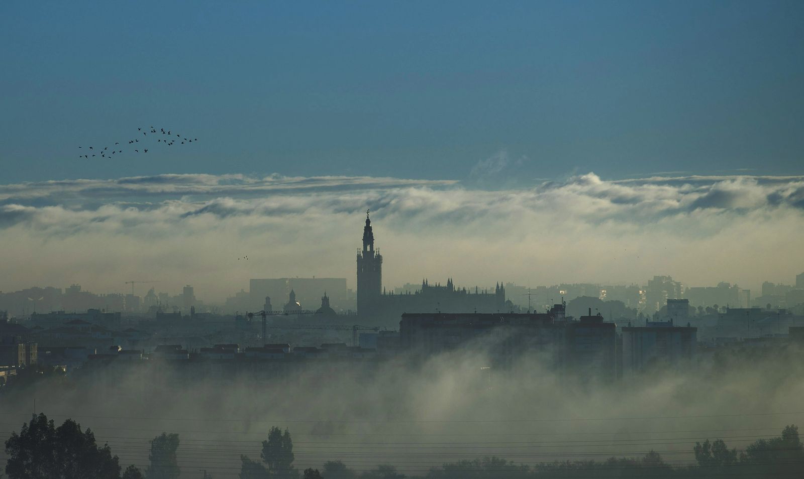 La niebla cubre Sevilla