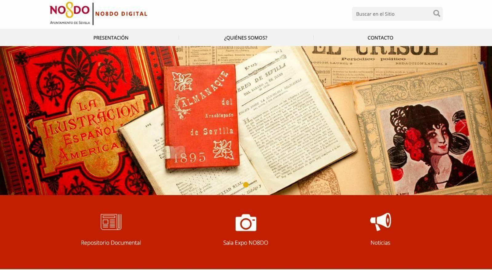 Portal de acceso a NO8DO, en el que se pueden consultar 150 años de historia de Sevilla