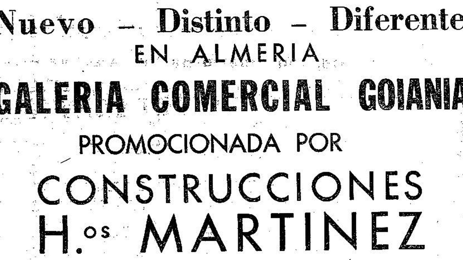 Octavilla publicitaria de 1974 donde se promocionaba la galería comercial