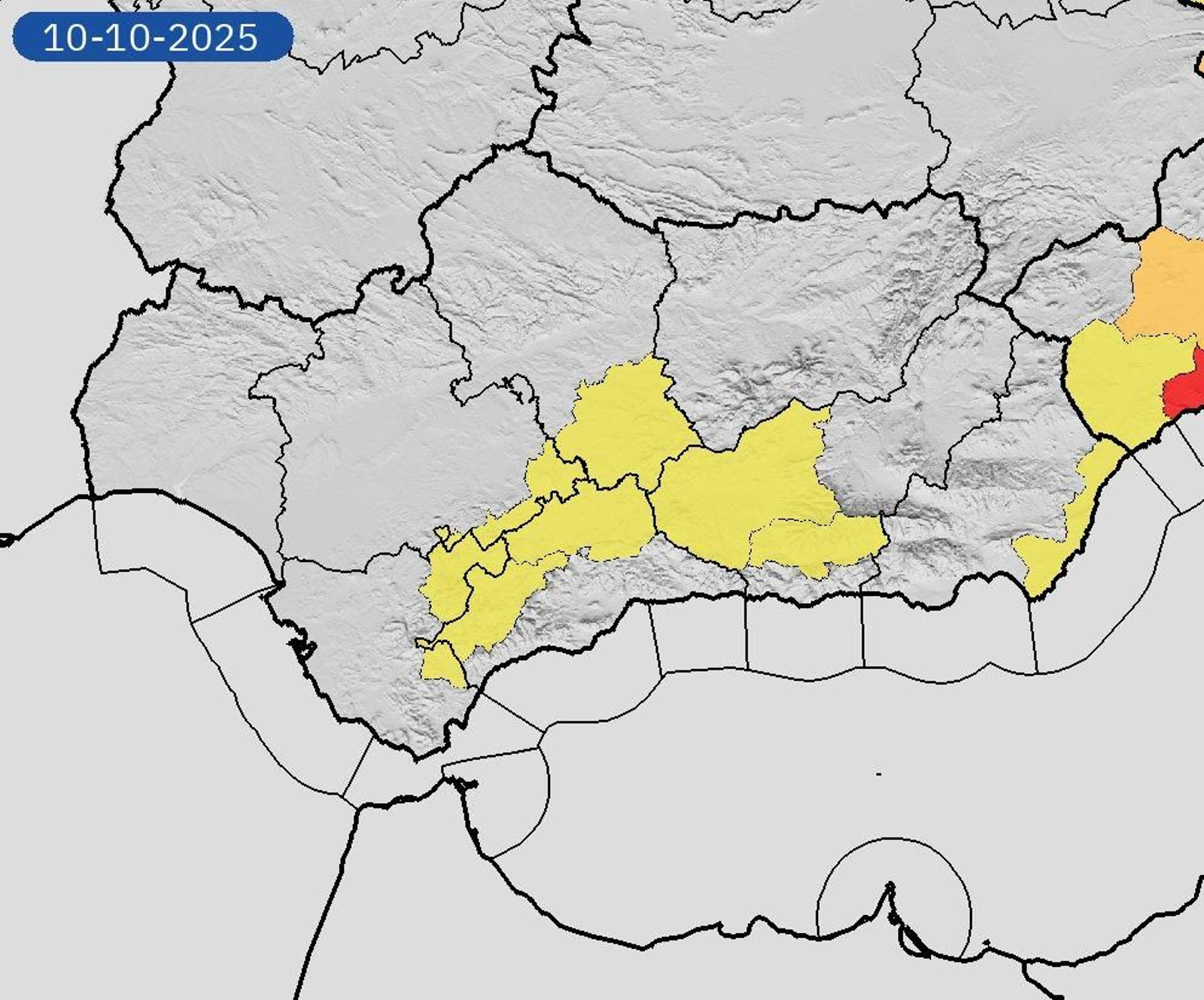 Zonas con aviso amarillo por lluvias y tormentas este viernes.