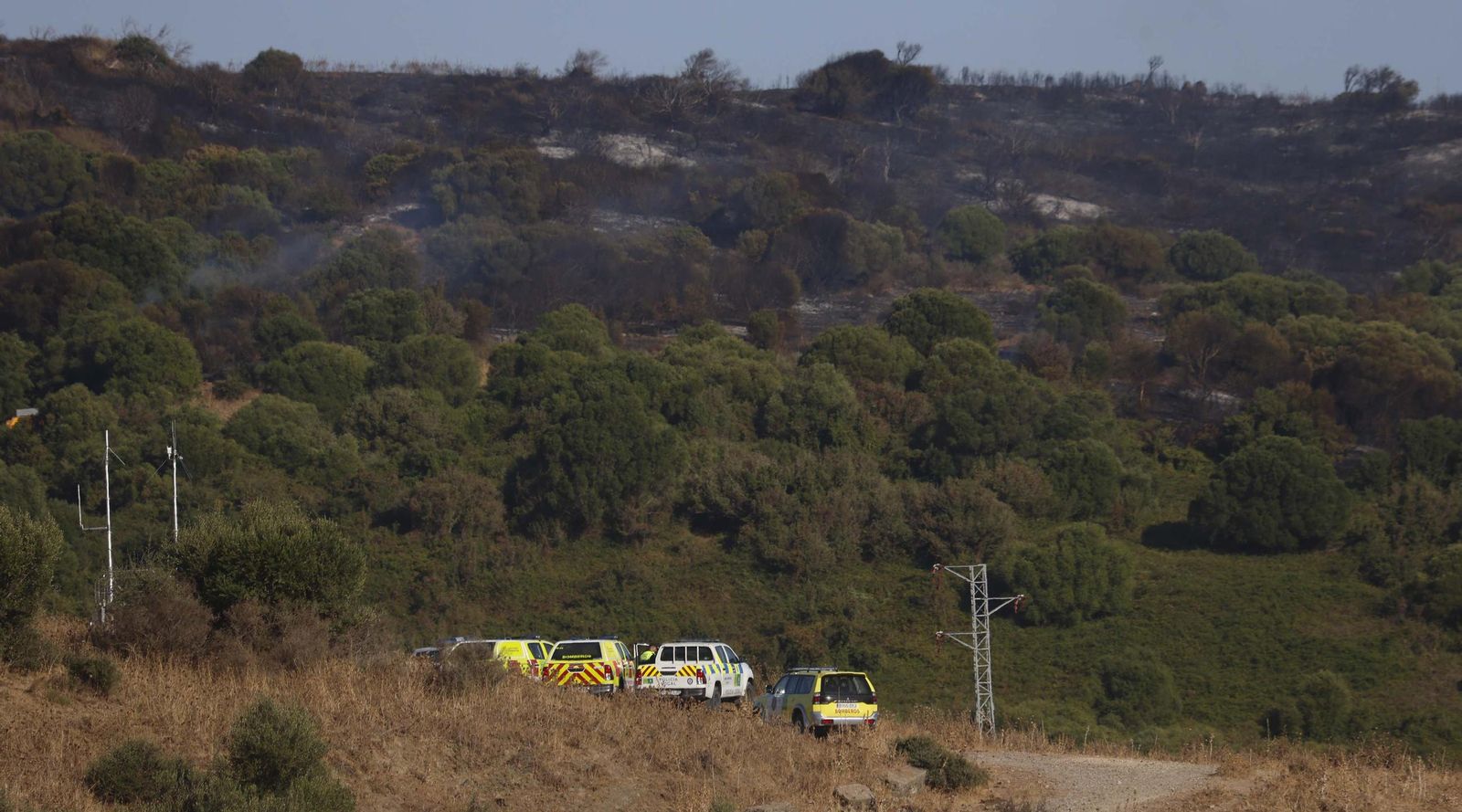 Las fotos del incendio forestal entre las Pantallas y Marchenilla, en Algeciras