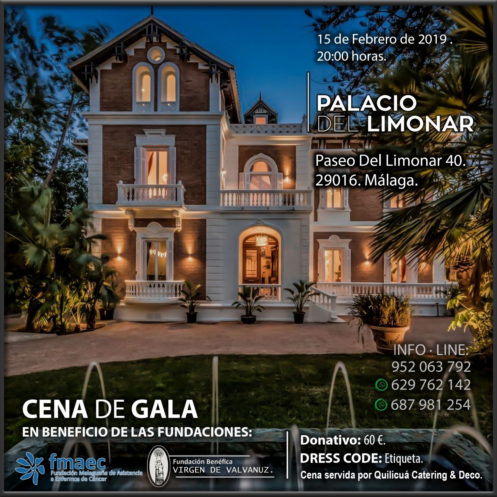 Cartel  de la cena de gala benéfica de Fmaec-Valvanuz.