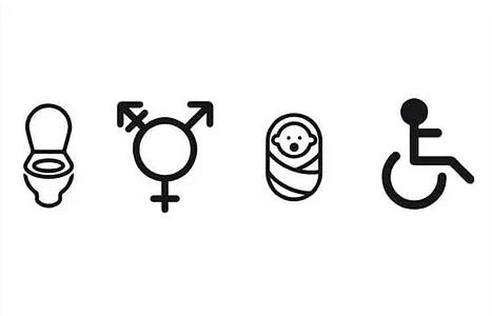 Imagen de los nuevos pictogramas que se han instalado de forma agrupada en uno de los lavabos de la Piscina Municipal de Santa Eugenia – Can Gibert del Pla