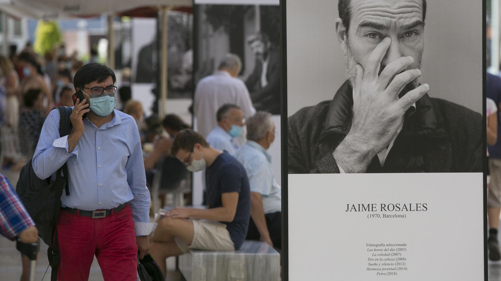 Exposición en la calle Larios por el Festival de Cine de Málaga.