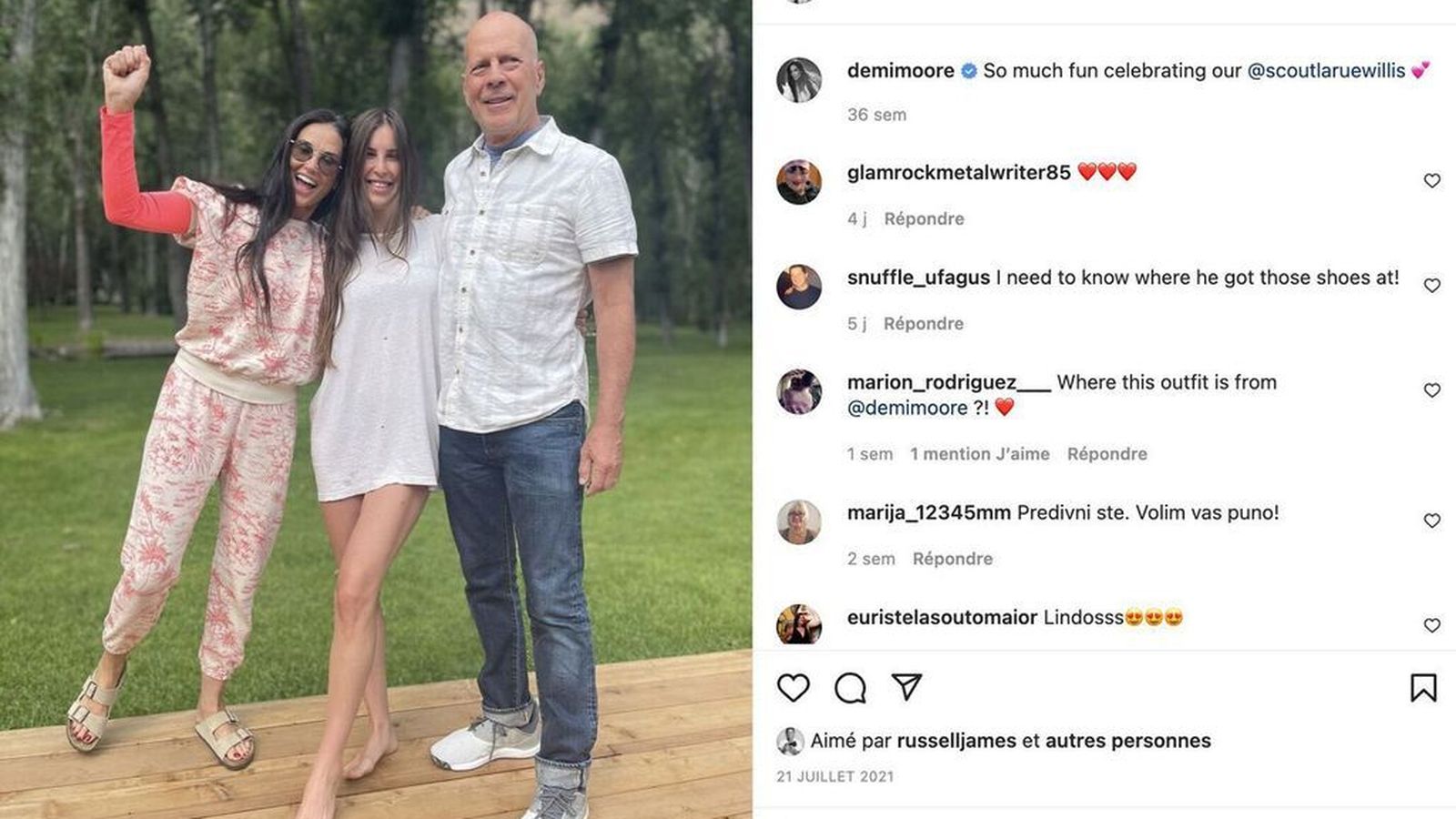 El actor, con su ex, Demi Moore, y la hija pequeña de ambos.