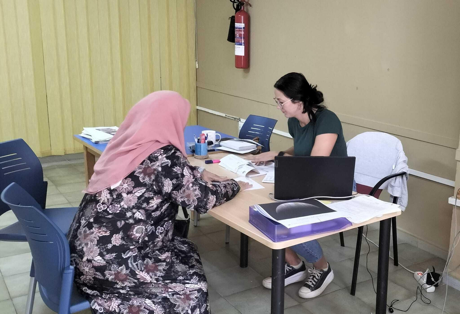 Mesa de información del proyecto.