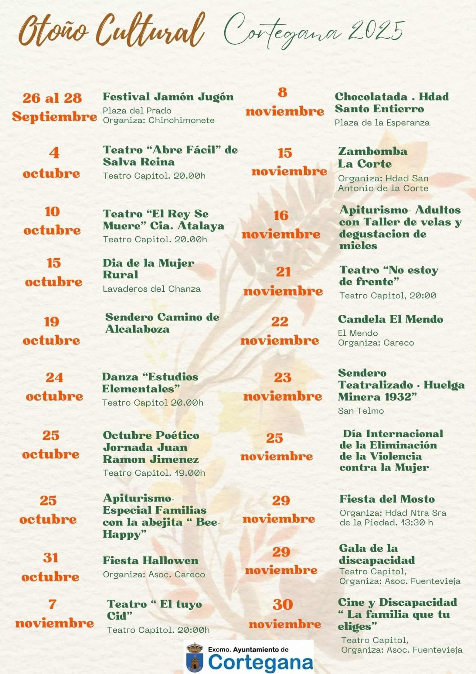 Programación de otoño en Cortegana