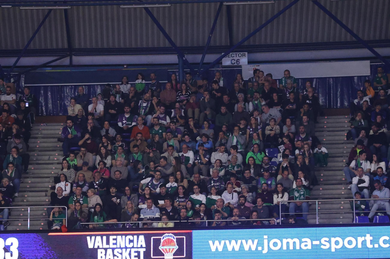 Búscate en las gradas del Carpena durante el Unicaja-Valencia Basket