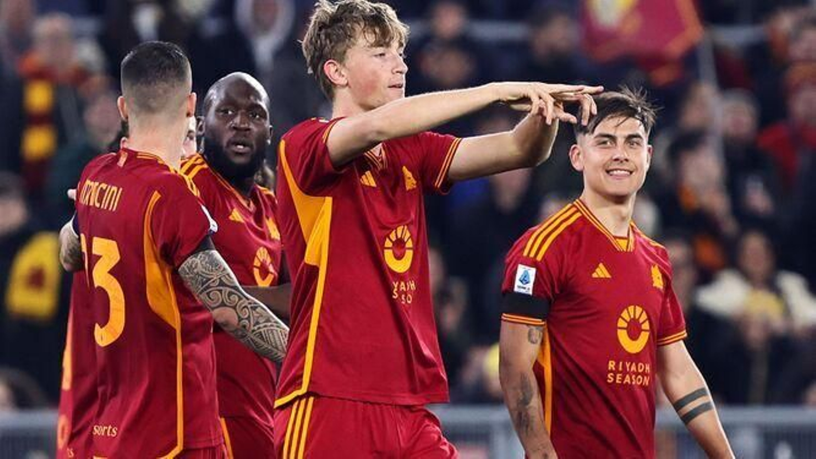 Dean Huijsen, tras su primer gol con la Roma en la Serie A