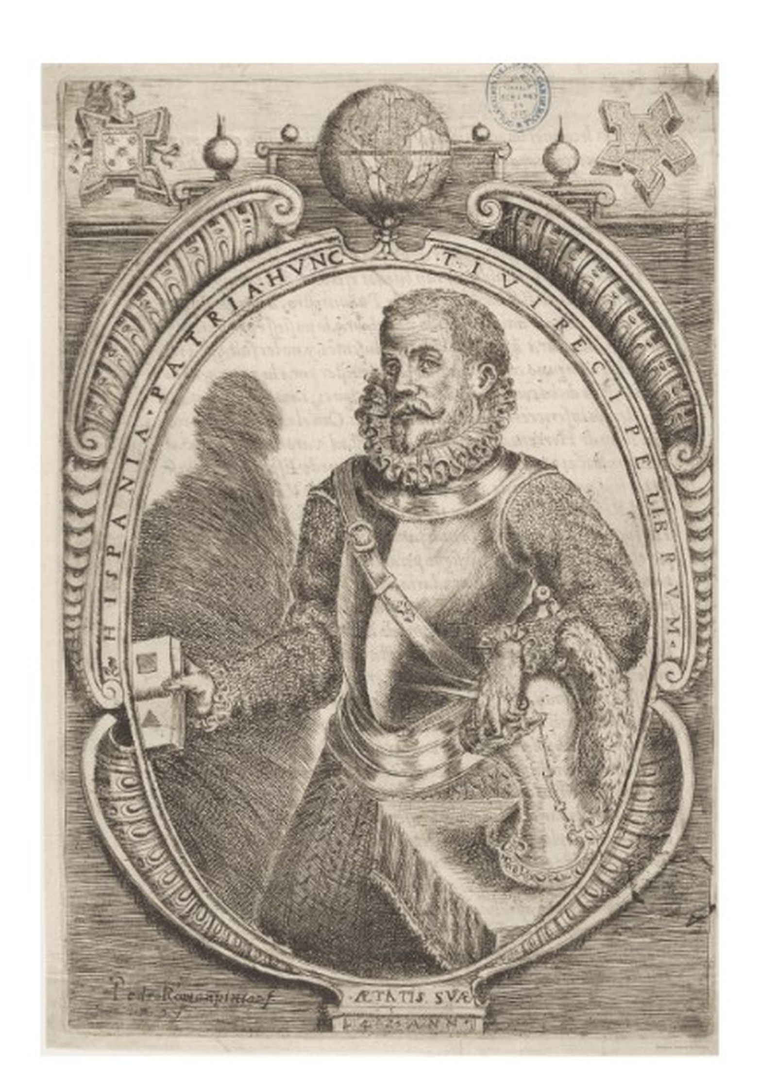 Pedro Román, 'Retrato de Cristóbal de Rojas inserto en Teoría y práctica de fortificación conforme las medidas y defensas destos tiempos (1598)'. Biblioteca Nacional de España.