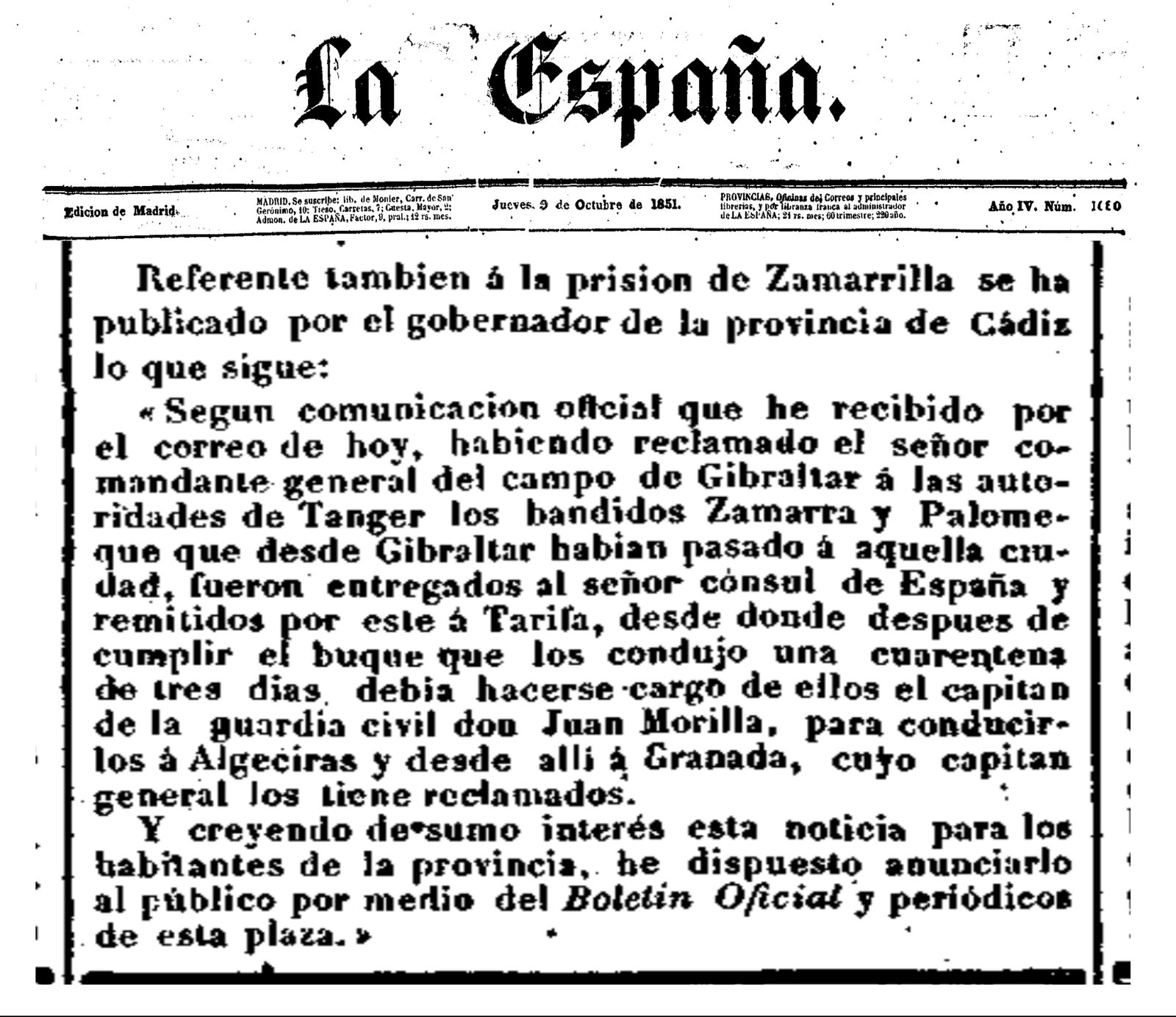 Recorte del periódico 'La España'.