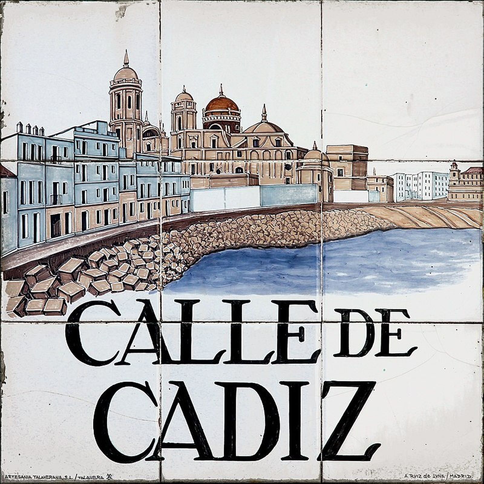 Letrero de la calle Cádiz en Madrid.