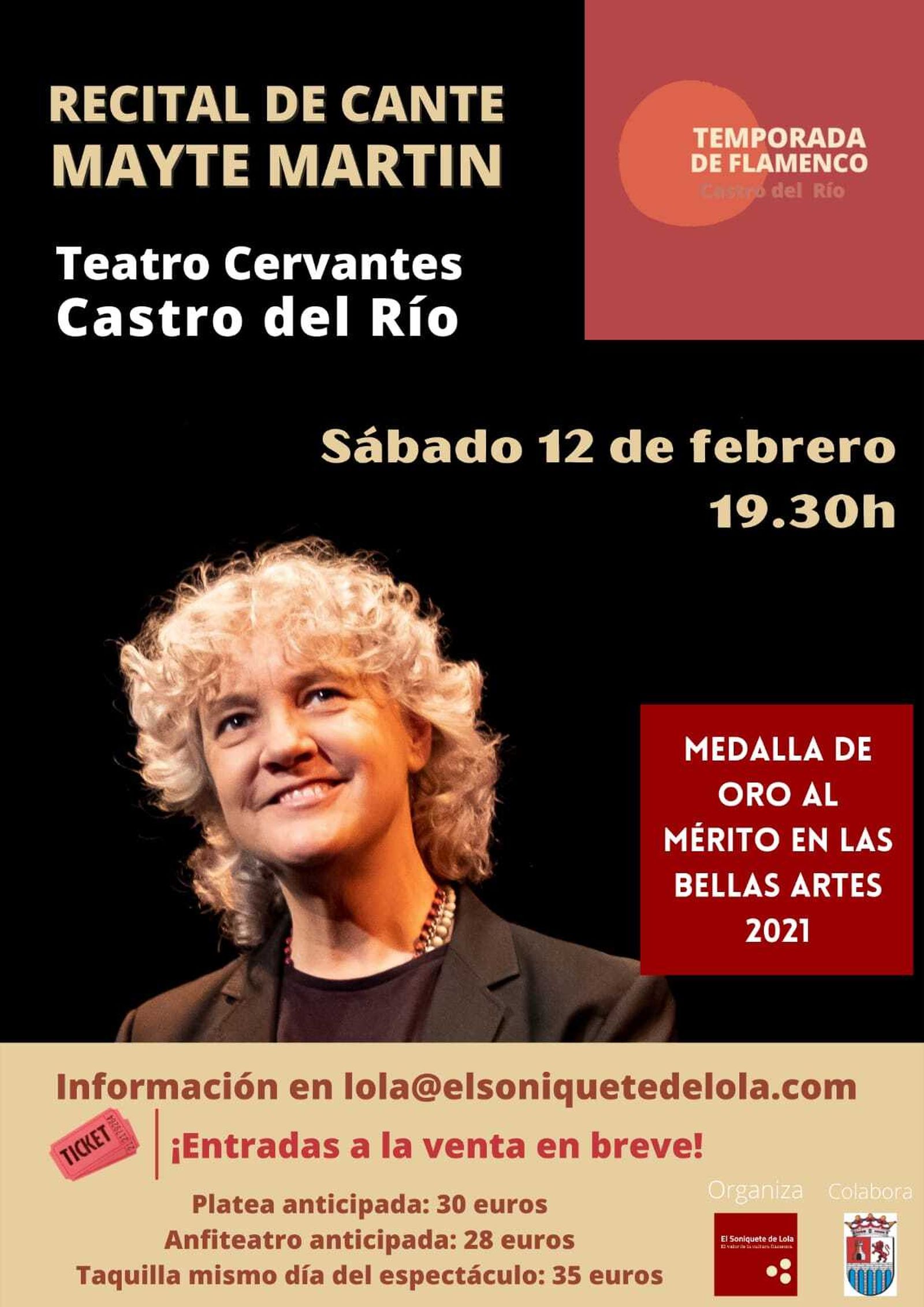 La cantaora Mayte Martín actuará en Castro del Río