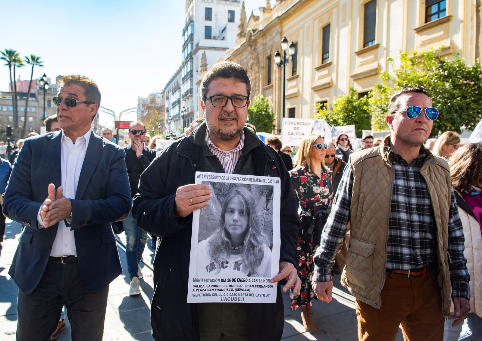 Francisco Serrano, portavoz de Vox en el Parlamento, durante la manifestación.