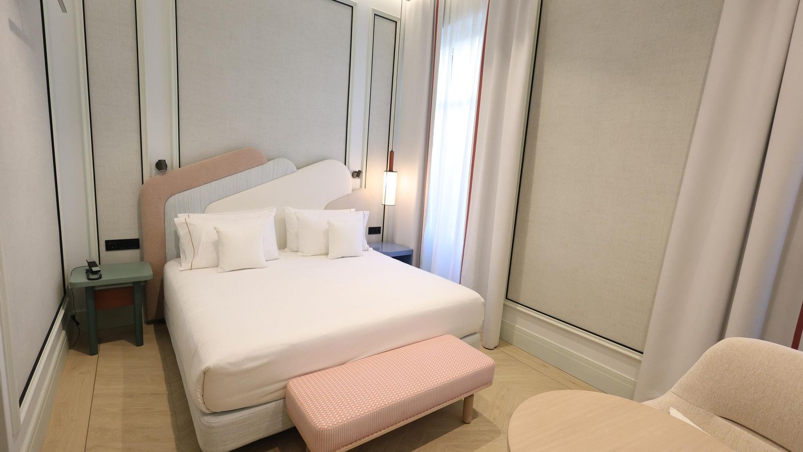 Una habitación tipo del futuro hotel Aúrea en el Palacio de la Tinta de Málaga.