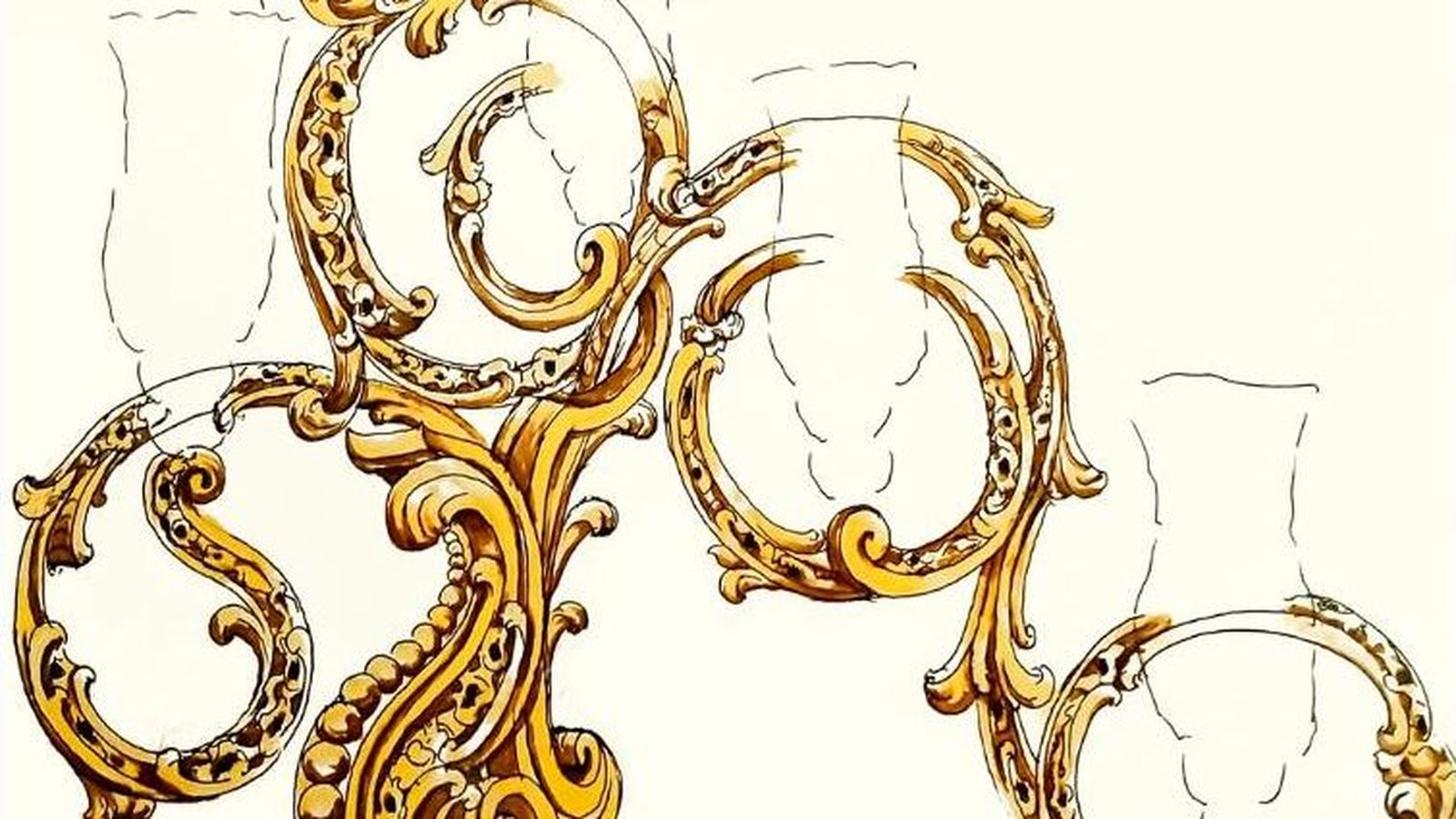 Proyecto de los arbotantes del paso de palio de Nuestra Señora del Amor y del Trabajo de Granada, concebido por Álvaro Abril