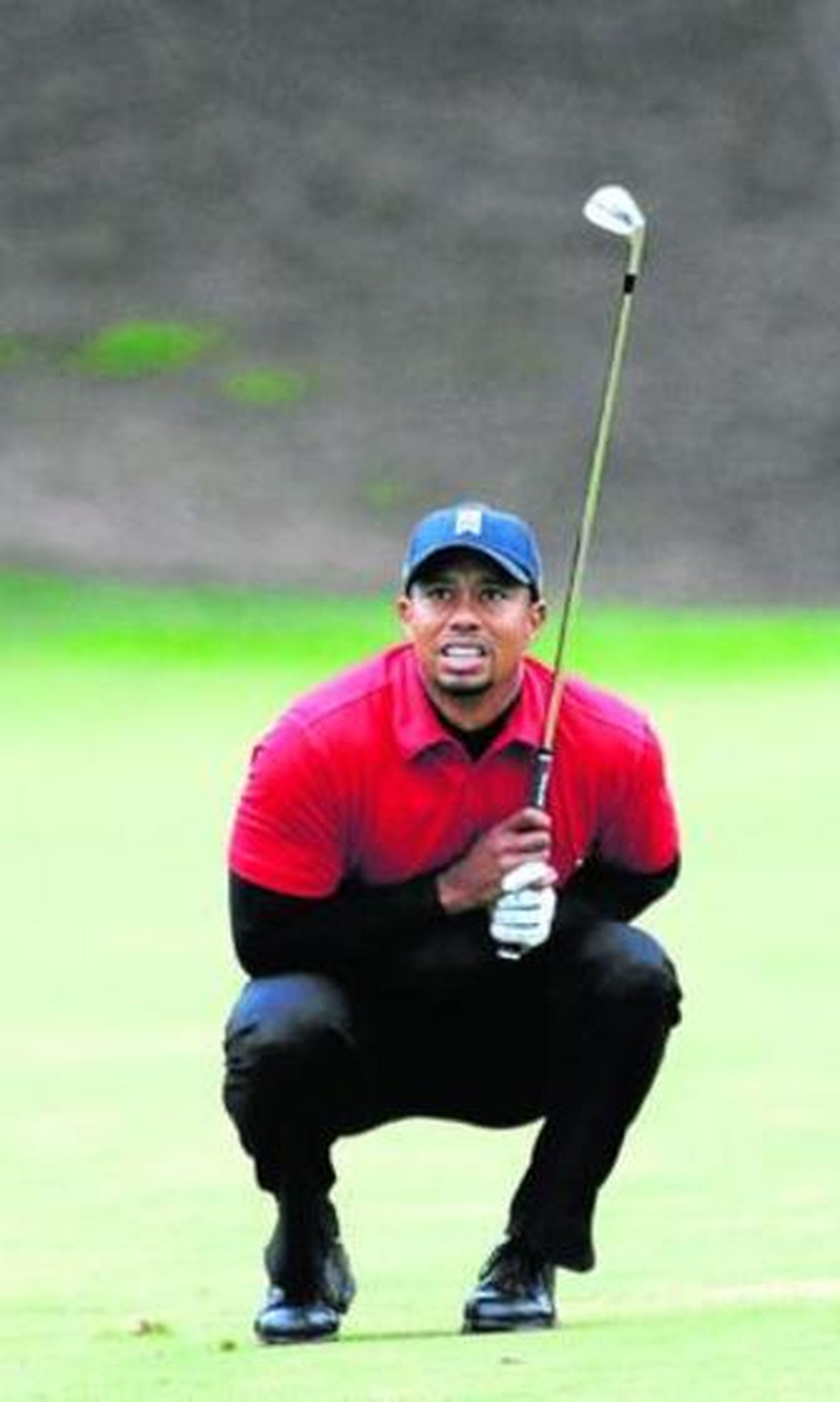 Tiger observa el vuelo de su bola tras dar un golpe con un hierro en el torneo Chevron Country Challenge.