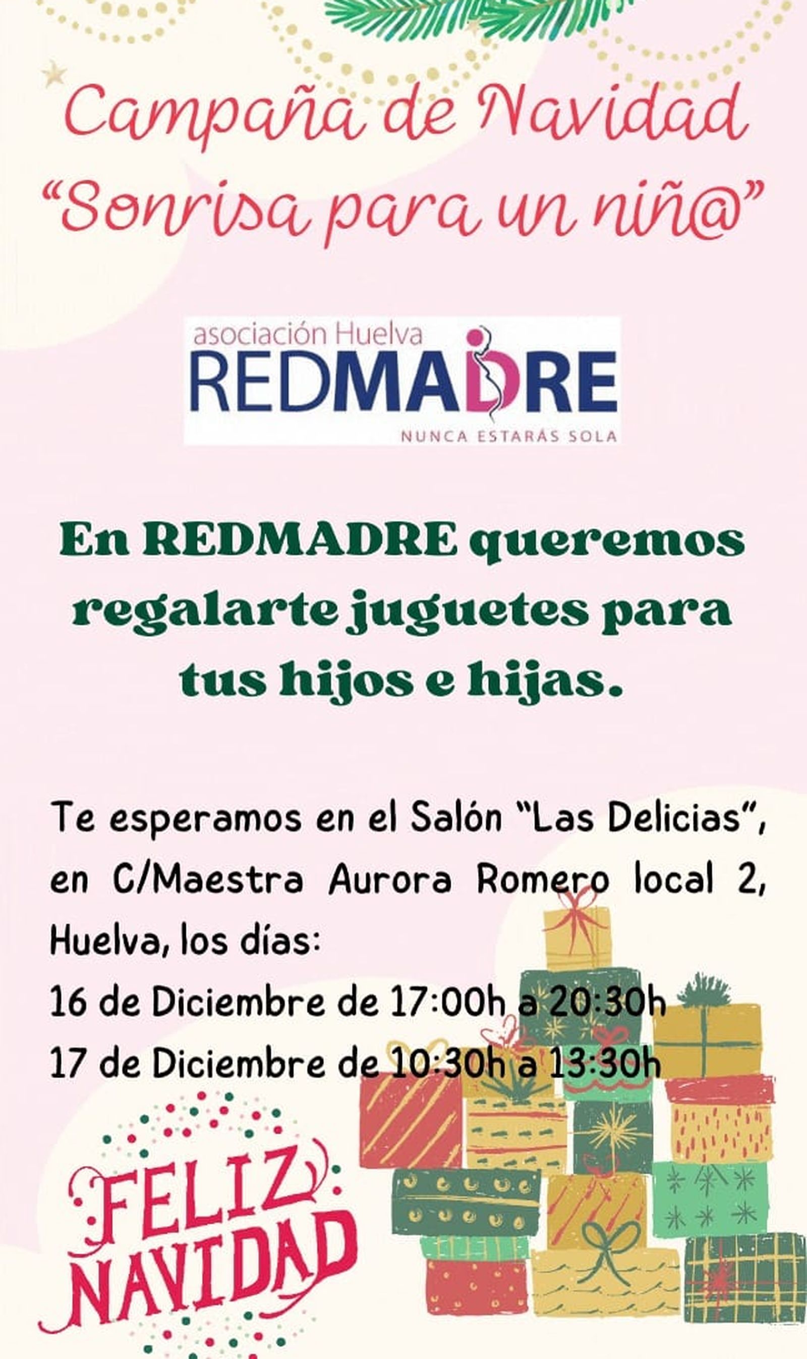 Cartel informativo de la campaña navideña de Red Madre.
