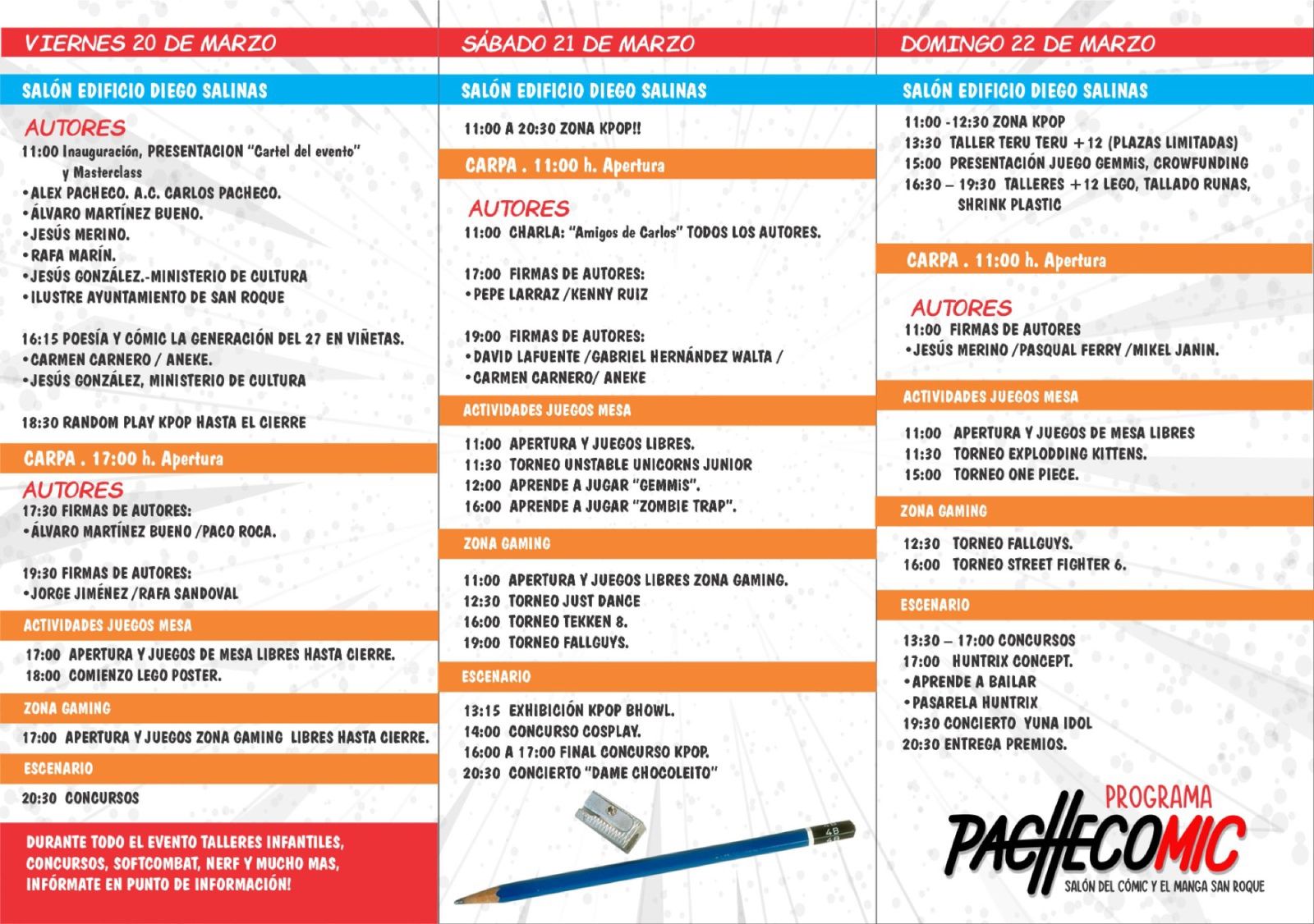 Programa de actividades de Pachecomic 2026.