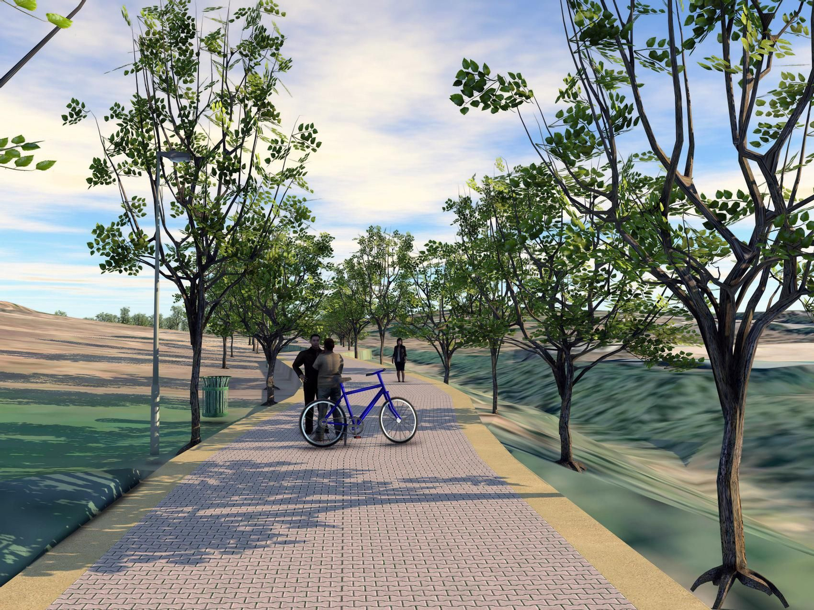 Infografía del proyecto de corredor fluvial junto al Arroyo de las Cañas, en Estepona.