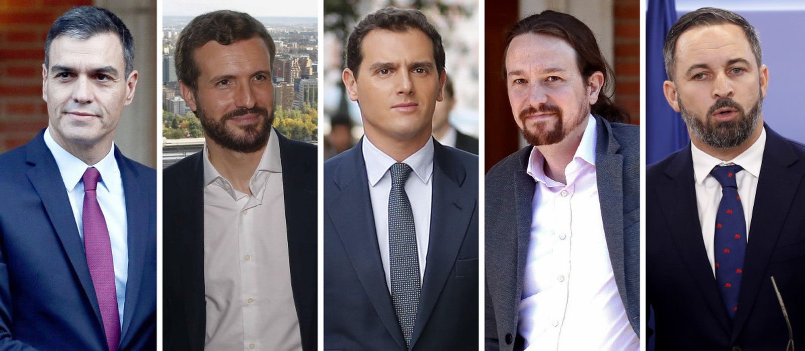 Los cinco candidatos aspirantes a la Presidencia del Gobierno.