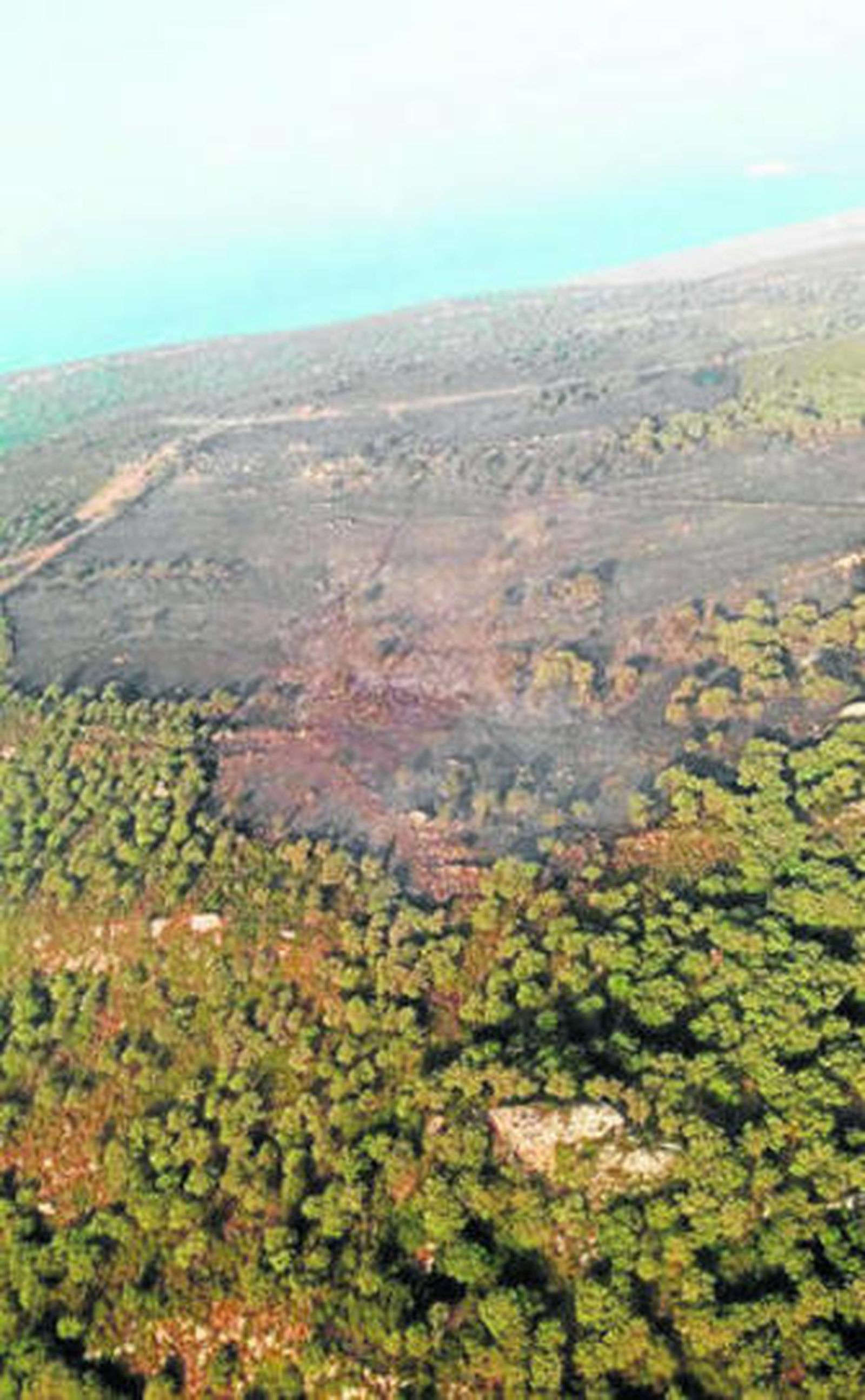 Imagen aérea del incendio tomada desde el helicóptero del Infoca Delta 2.