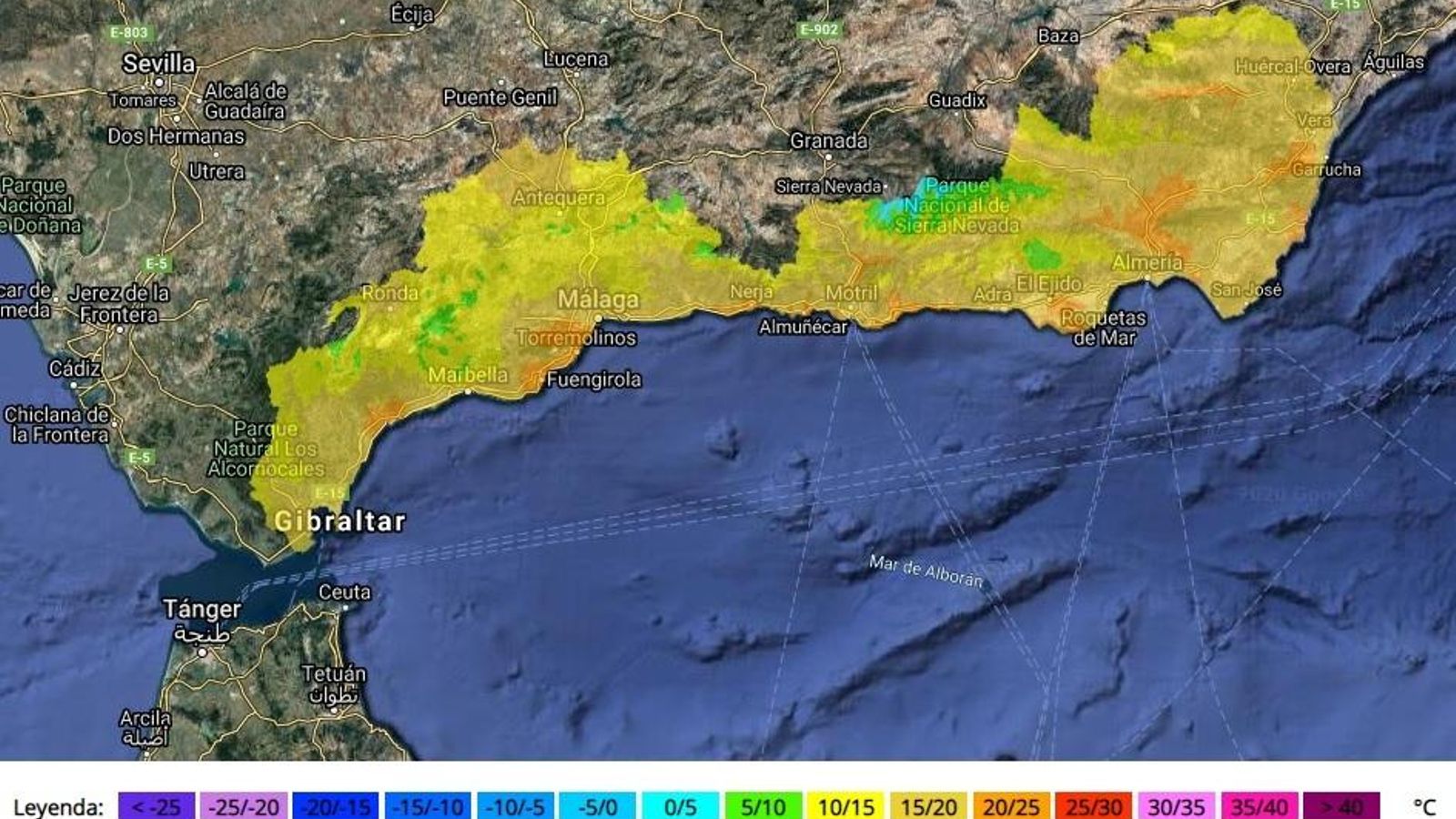 Mapa de temperaturas para este martes, 4 de febrero.
