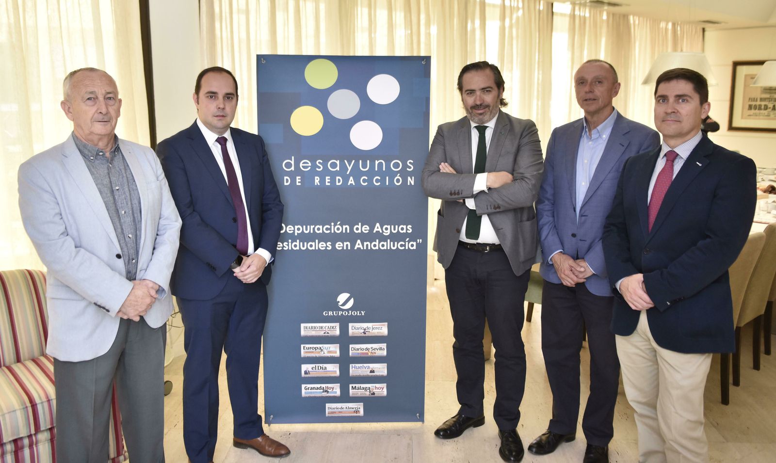 Pedro Rodríguez, Sergio Arjona, Alberto Grimaldi, Jaime Palop y Antonio Sandoval, ayer en la sede del Diario de Sevilla.