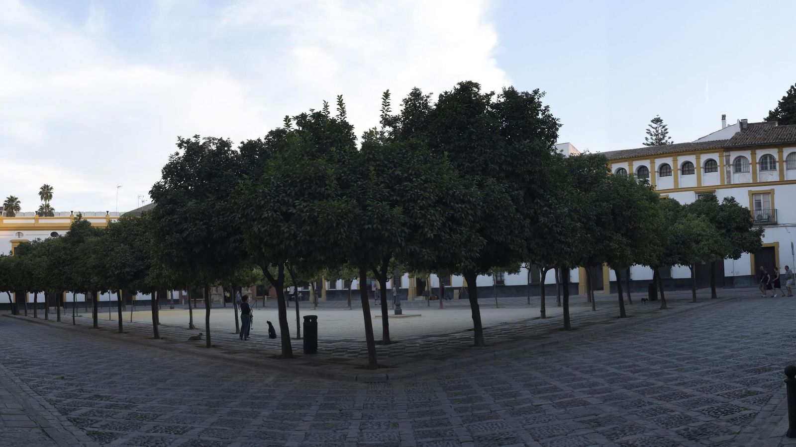 Imagen panorámica del Patio de Banderas, bajo cuya superficie se encuentra la cripta arqueológica con restos de hace más de dos mil años.