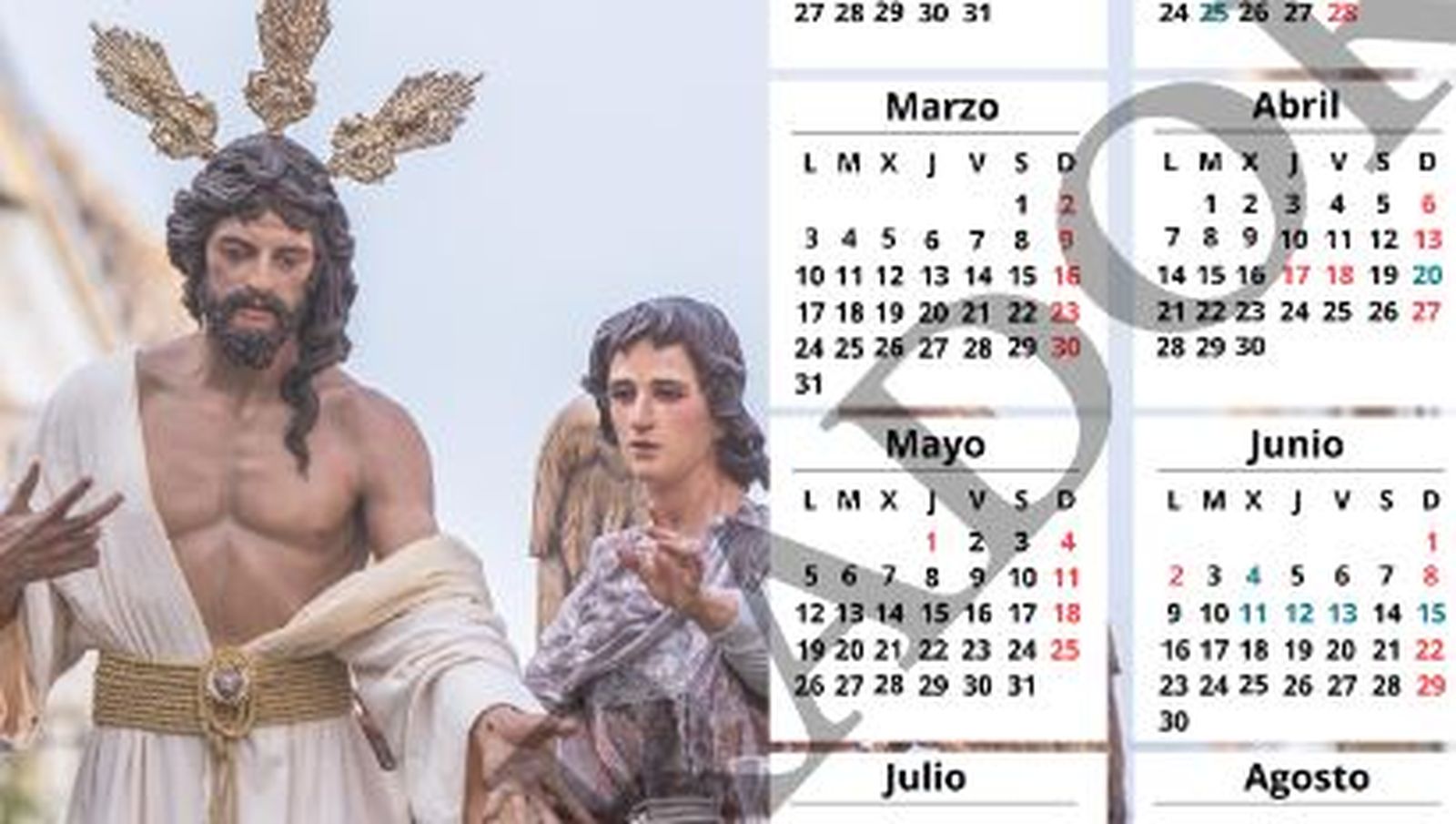 Un fragmento del calendario-papeleta.