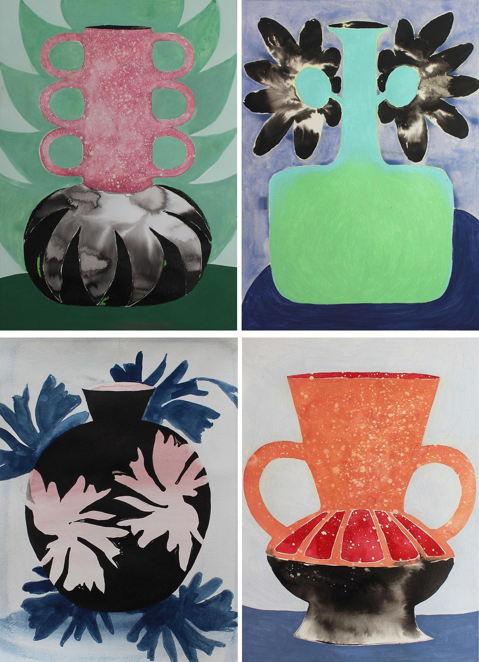 Cuatro de las obras de Paula Suárez presentes en la nueva exposición de Galería Zunino