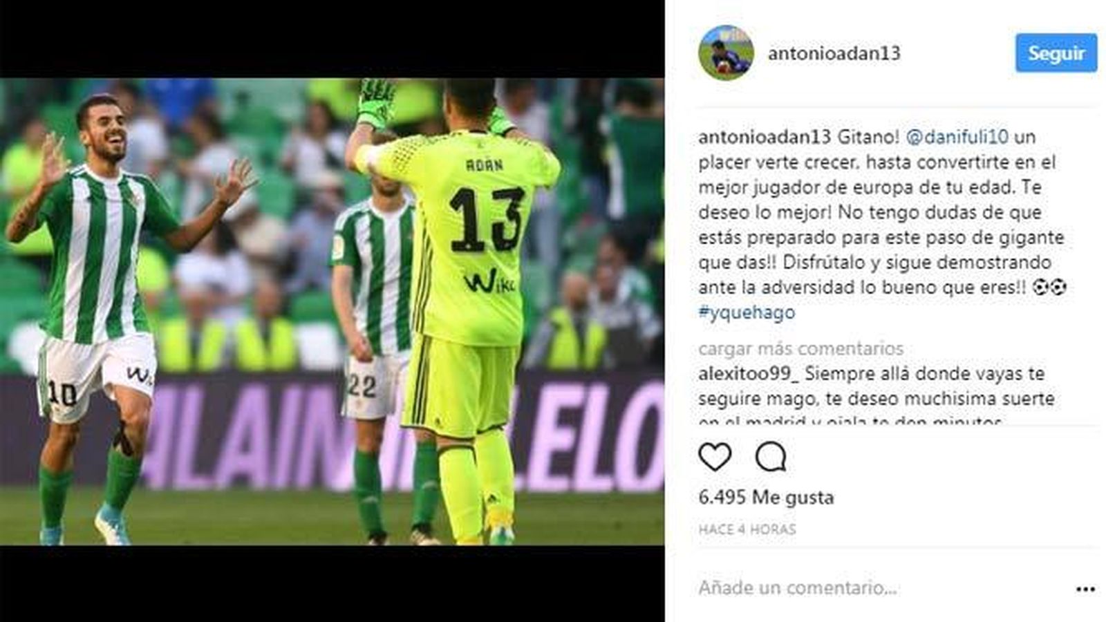 La despedida de Adán a Ceballos