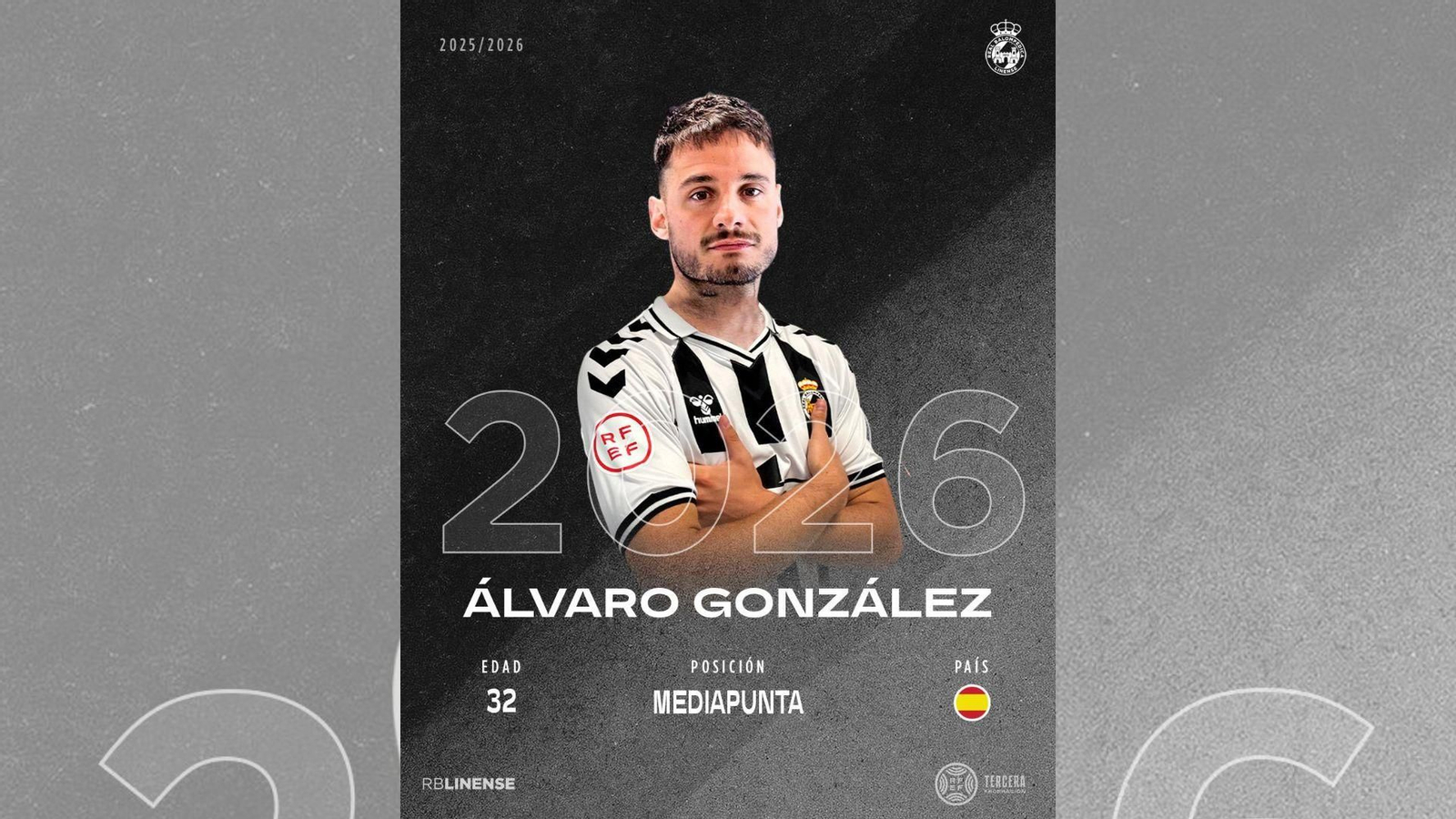 El cartel del anuncio del fichaje de Álvaro González.