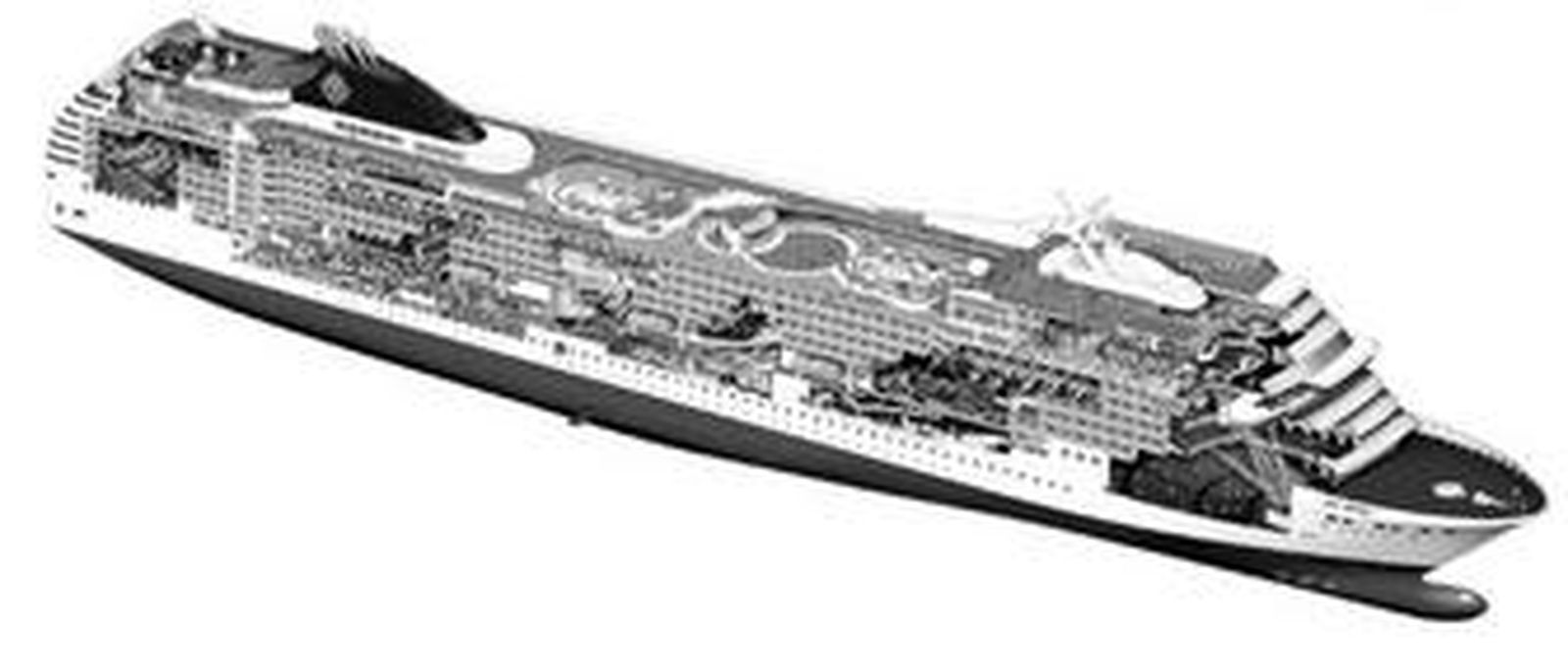 1.275 camarotes en los que se podrán alojar más de tres mil pasajeros. El 'MSC Orchestra', con sus 293,8 metros de eslora, cuenta con minigolf, tenis, enoteca, teatro, piscinas, discoteca, sala de fumadores de puro, etcétera.