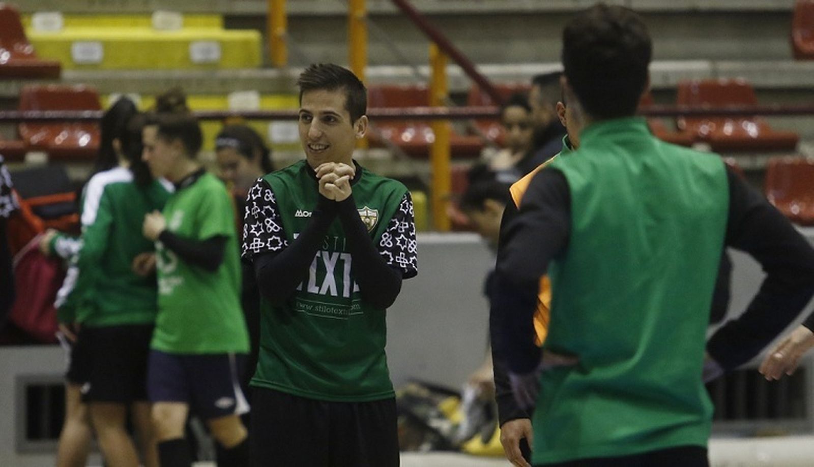 Javi Sánchez, antes de arrancar un entrenamiento en Vista Alegre.