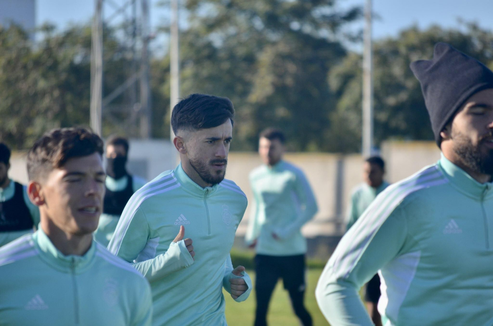 Josema durante su primer entrenamiento con el Recreativo de Huelva.