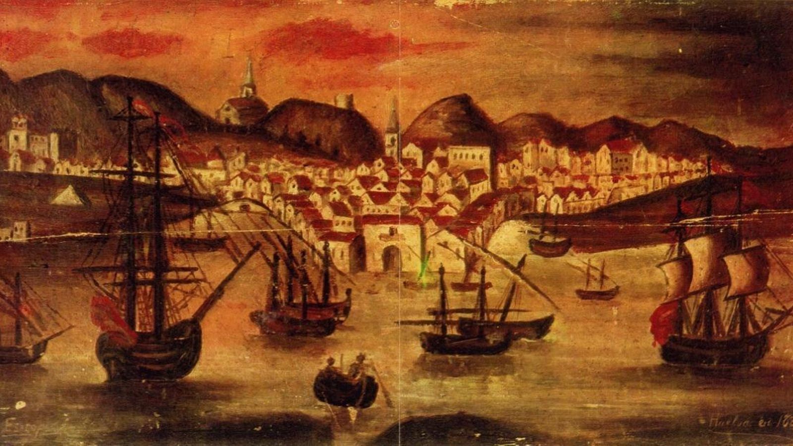 La ciudad de Huelva en torno al siglo XVIII.