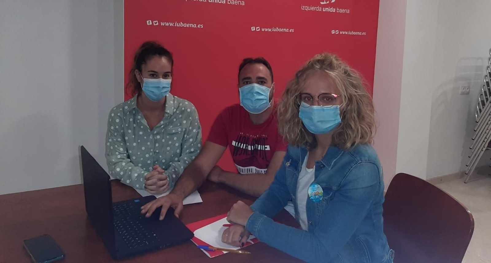 Los responsables de IU en Baena.