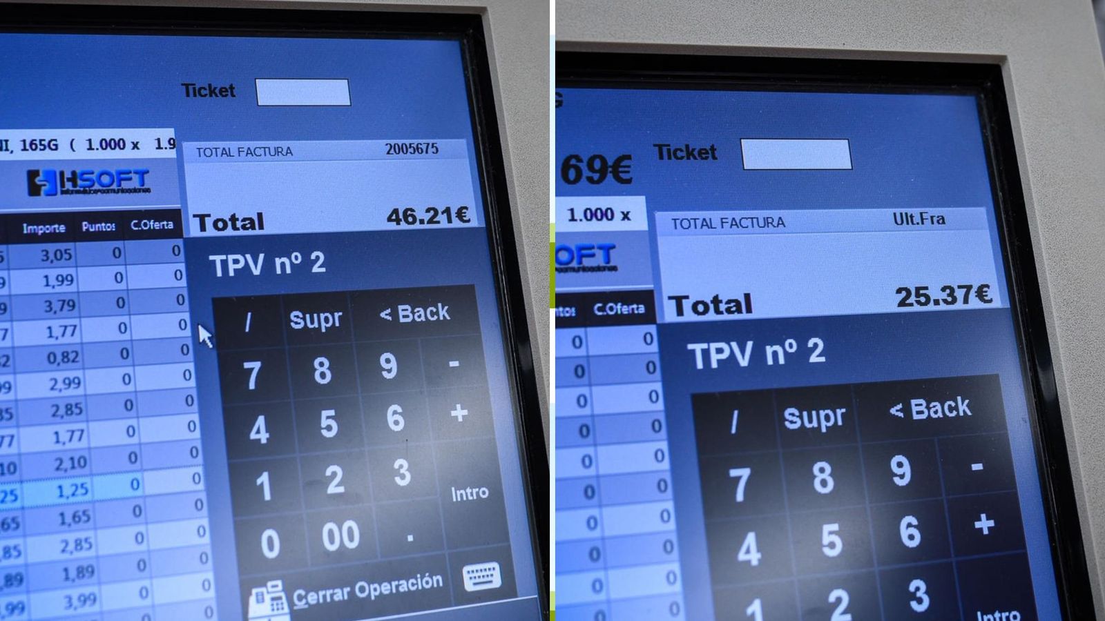 Imagen del precio de las compras de Carmelo y Elisa.